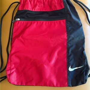 Nike Red and Black Drawstring Backpack